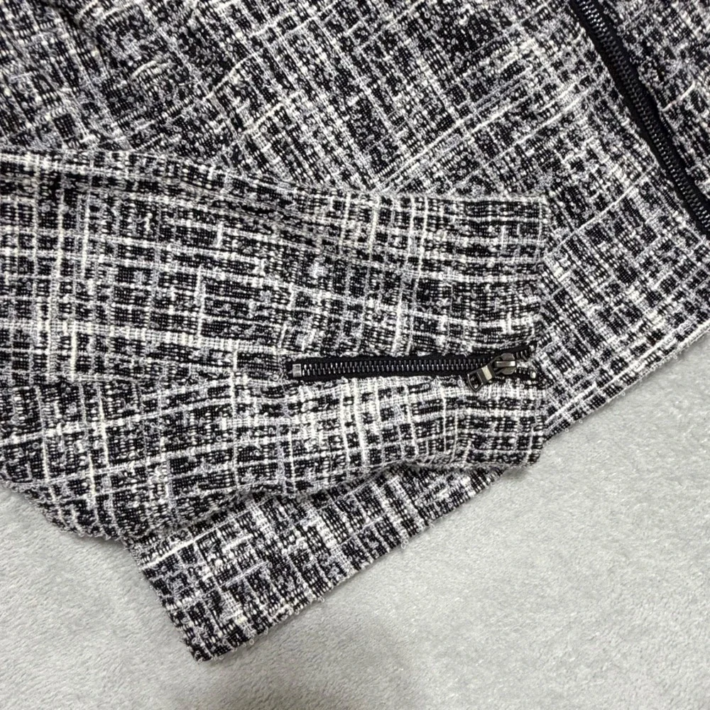 Lane Bryant Moto Jacket Women 24 Black White Tweed Sequin Biker Blazer NWT